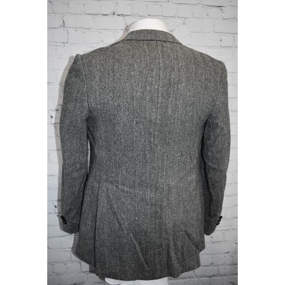 William John Blazer Tweed Style Mens Size 40 Reg Gray Herringbone Linen Wool - Picture 7 of 12